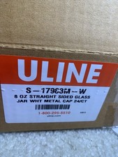 Uline S-17983P-W 8 Oz Straight Sided Glass Jar, White Metal Cap 24/CT | NEW
