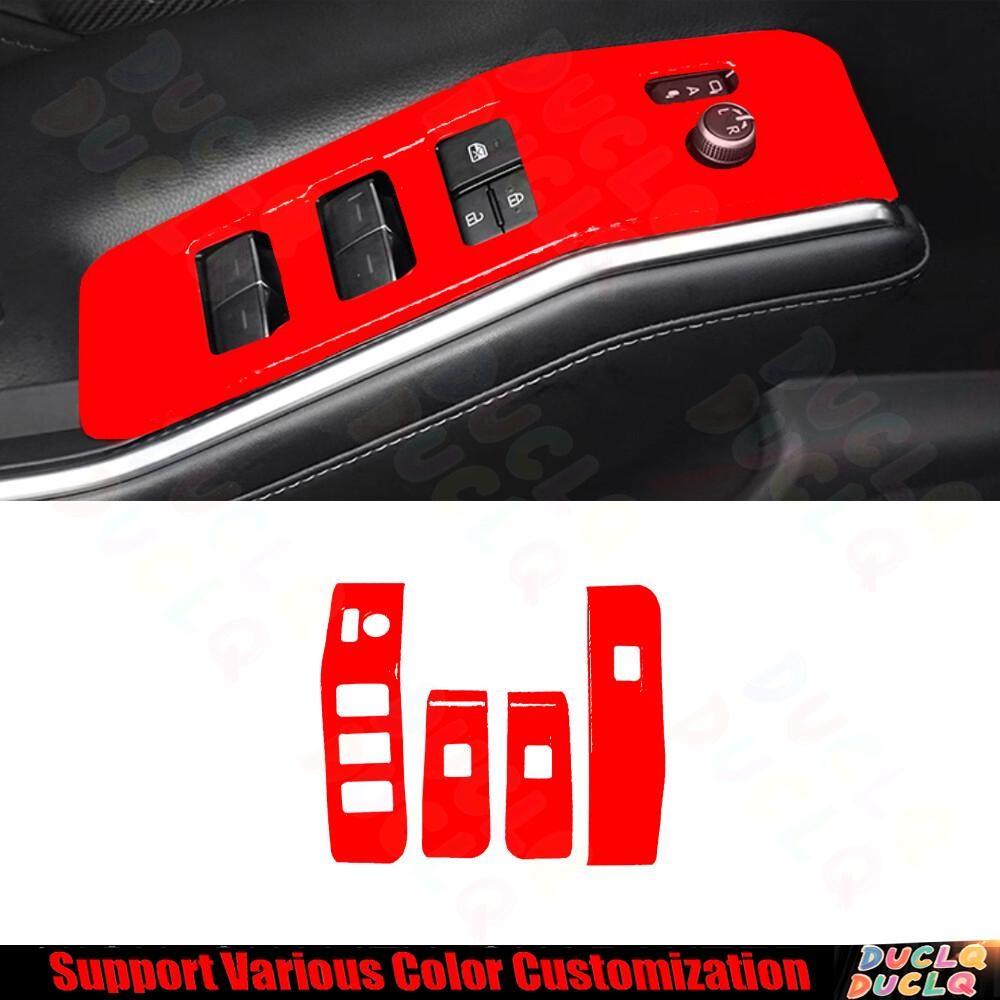 Glass Window Lift Switch Panel Trim 4* For Toyota Highlander 2020-24 Bright Red