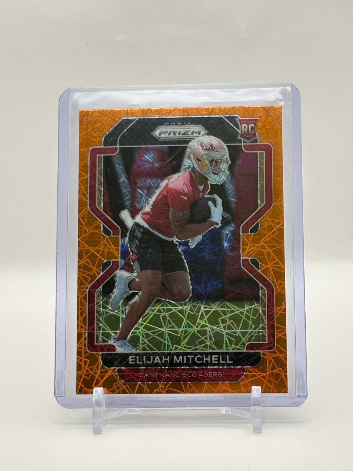 ELIJAH ELI MITCHELL 2021 Panini Prizm Orange LAZER RC Rookie #399 49ERS