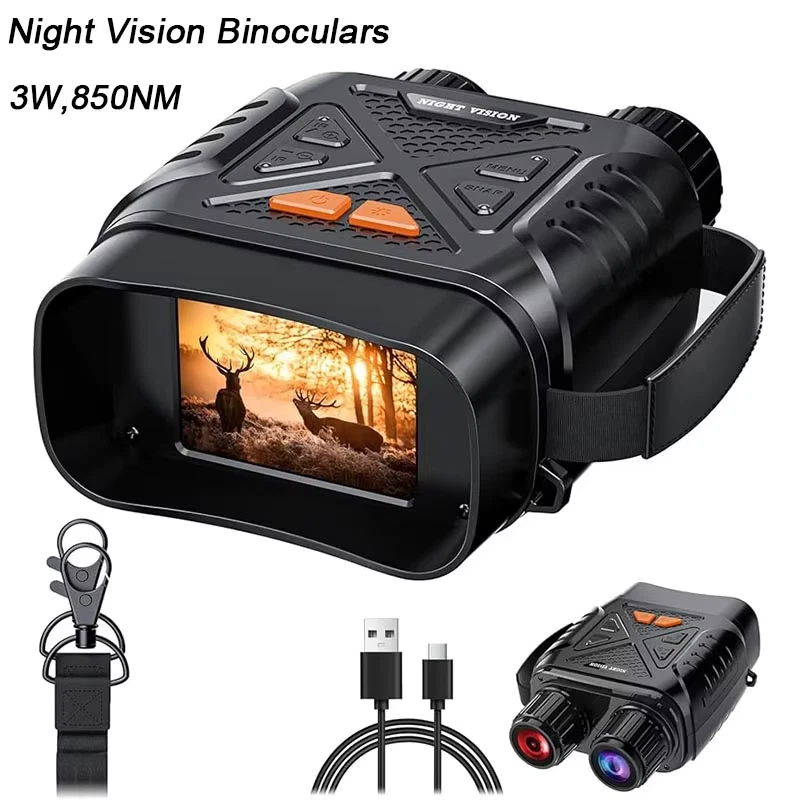 Binocolo visione notturna 1080P 10X infrarossi 800m con schermo 2.8" - Immagine 2 di 4