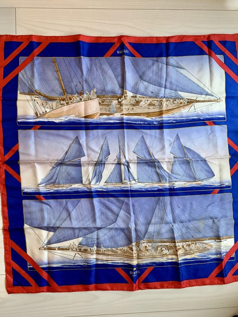 HERMES Sailboat Silk Scarf Luxury Nautical Design