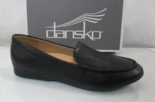 Women's Dansko Lorri Tumbled Leather Casual Loafer Flat Comfort Black Size 40 EU
