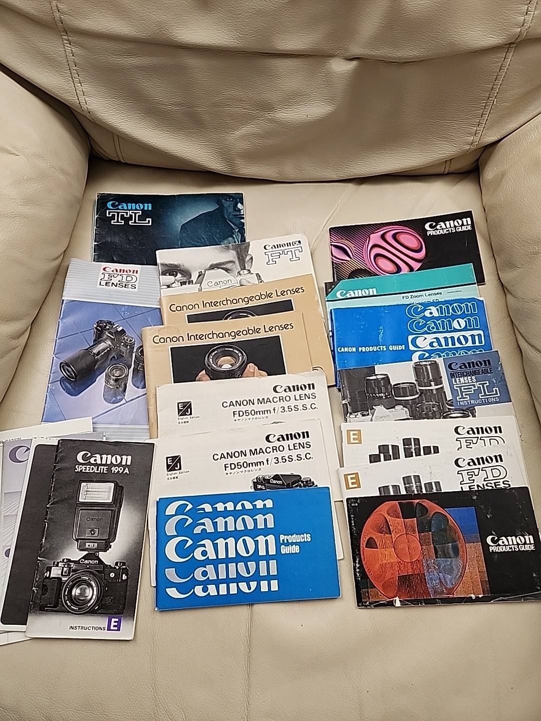 Canon FD Accessory Lot Manuals Eyepieces, Caps Etc