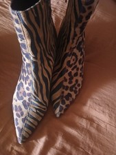 Leopard Cheetah Tiger  Bootie Boot Heel Sz 7 Fits 7.5