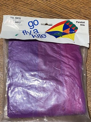 Go Fly A Kite Pocket Parafoil Multicolor 1987 NOB 30'' x 19'' with Tail  #4415