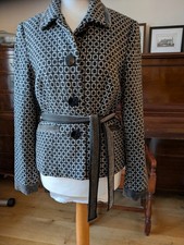 Phase Eight Wool Blend Jacket Velvet Trim Detail and Belt Size 10 Excellent Cond