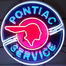 Pontiac Service Neon Sign With Silkscreen Backing 5PONBK w/ FREE Shipping 