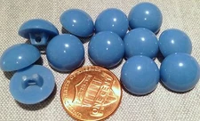 12 Small Shiny Domed Blue Plastic Buttons 1/2" 12.7mm # 7731