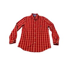 Chaps Men's Long Sleeve Button Up Red Plaid Dress Shirt Size Medium