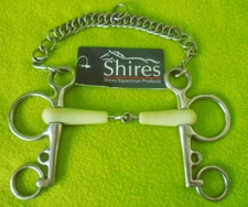 4.5" New Shires Happy Mouth Style Jointed Pelham Bit With Curb Chain 4-1/2"Mouth