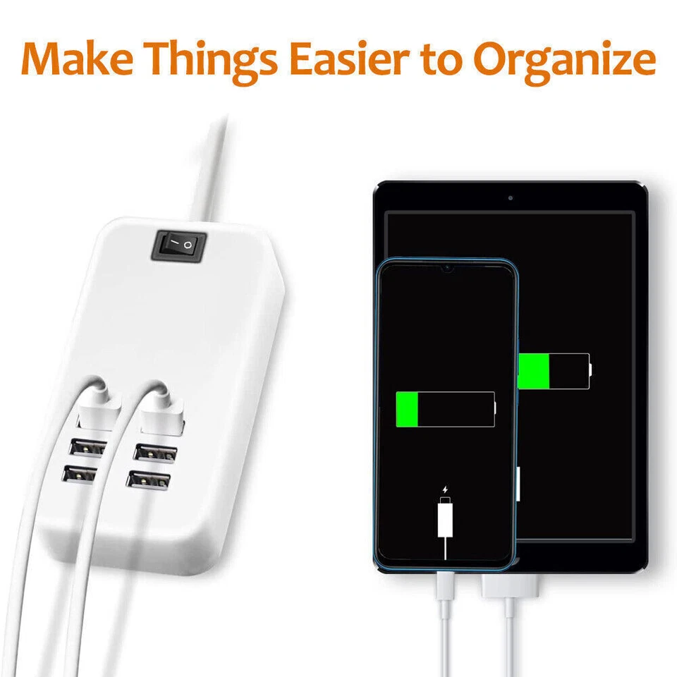 Multi 6 puertos USB Hub estación de carga de pared carga rápida adaptador de alimentación de CA escritorio Foto 3 de 4