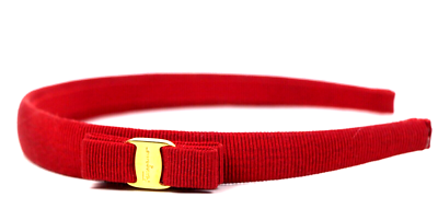 Salvatore Ferragamo Vara Rose Ribbon Headband Maroon Red 