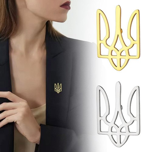 IT. Spilla bavero ucraina simbolo oro Tryzub Tridente cappotto ucraino regalo braccia di - Foto 8 di 17