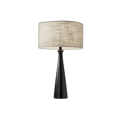 22 Black Metal Geo Triangle Table Lamp With Beige Drum Shade