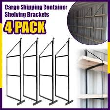 4Pcs Cargo Shipping Container Shelving Shelf Brackets 3 Tier 22"x60" Black Steel