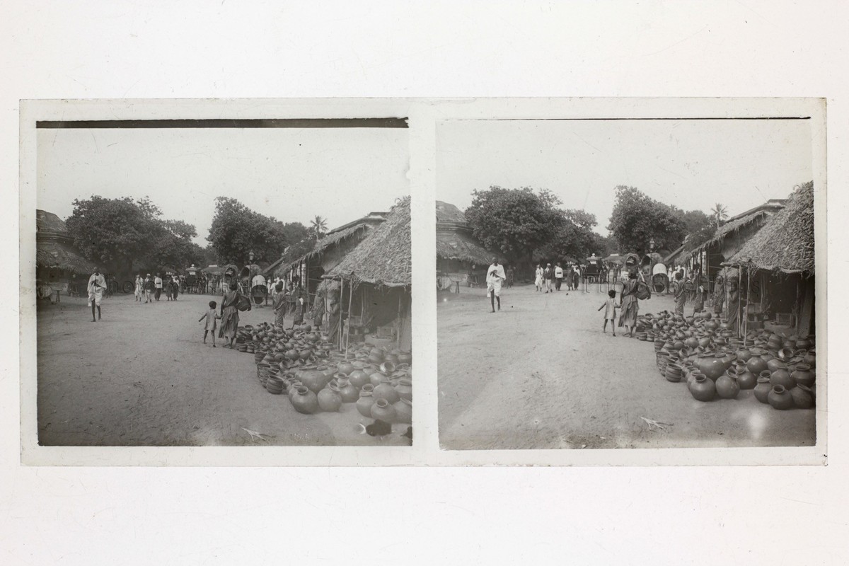 Afrique Gambie ? Photo Q1 Plaque Verre Stereo Positive Vintage ca 1920