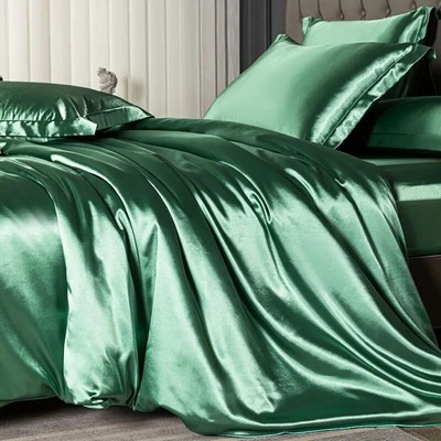 Nordic Satin Bedding Set with Duvet Cover BedSheet Pillowcases Luxury Bed Sheet