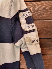 Vtg Y2K mens AEROPOSTALE Polo Rugby Shirt Sz L White Blue Embroidered sleeve