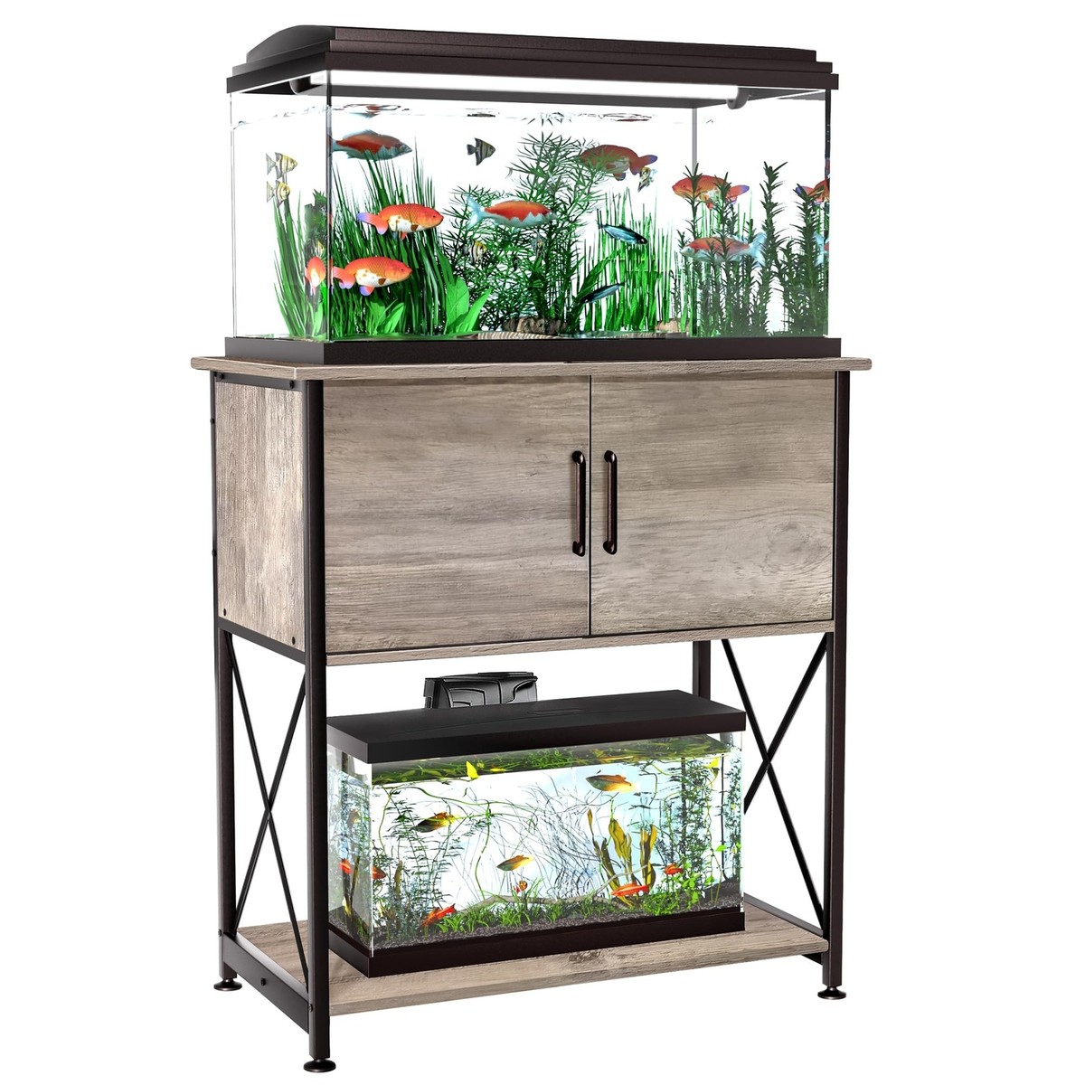 Fish Tank Stand 10 Gallon Black 5-Tier Aquarium Stand For 20-29 Gallon Tanks  - Heavy Duty Metal Frame With Built-in Power Strip \u0026 Storage Basket 20  Gallon Long Fish Tank Stand, image size:1200x1200