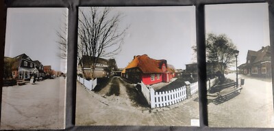 3 Panel Leinwand Wandbild Abstrakt Druck Kunst Dorf Szene Stücke Abschnitte Set