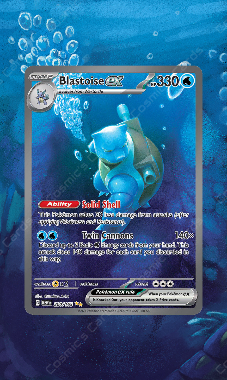 Blastoise ex 200/165 Sv  Display Case Extended Art for Pokemon Card
