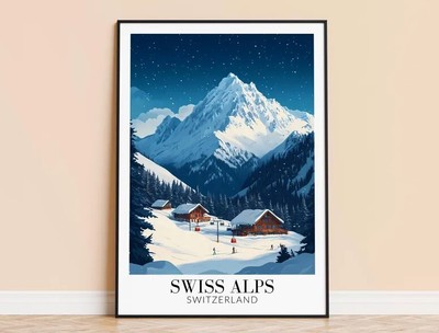 Swiss Alps Print - Swiss Alps Travel Wall Hanging - Home Decoration