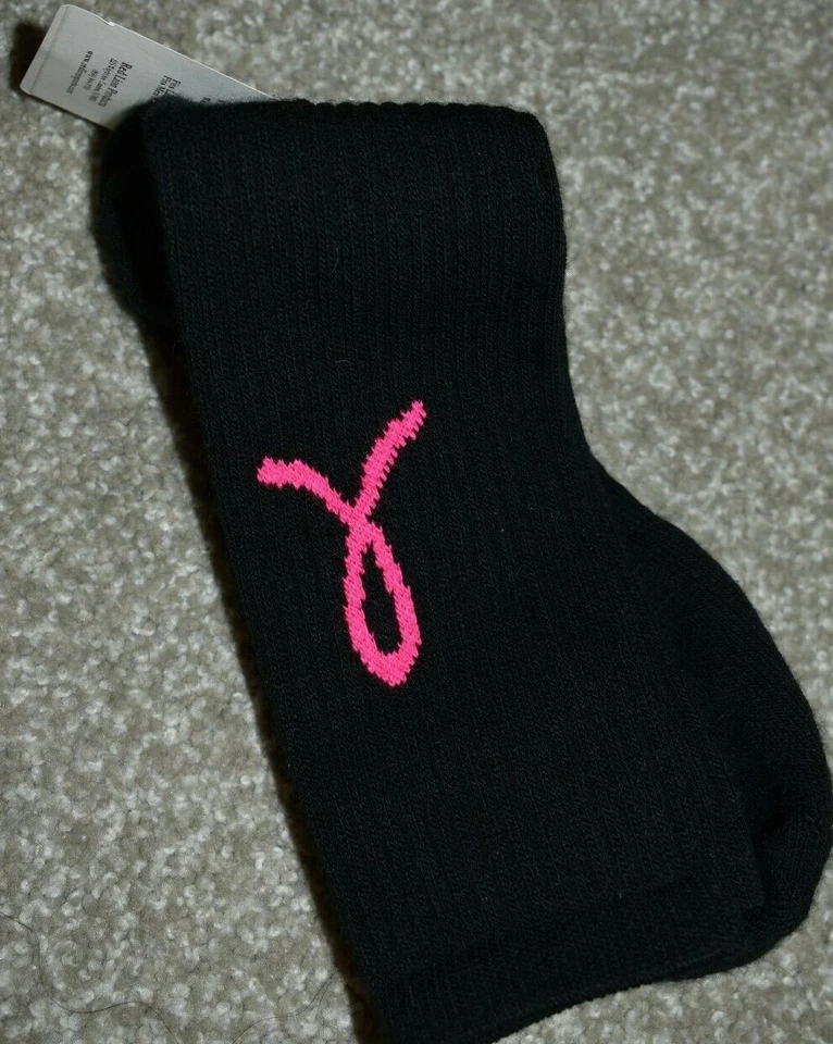 Calcetines de concientización sobre el cáncer de mama NEGRO Y ROSA rojo león gráficos mujeres grandes Foto 4 de 4