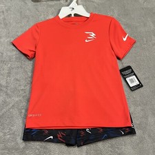 Nike 3 Brand Set Youth 6 Red Black Shirt Shorts Outfit Set NEW