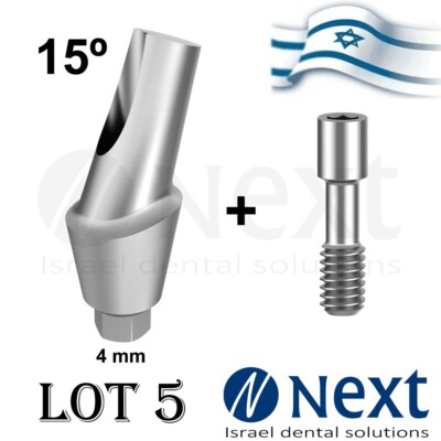 Lot x 5 Anatomic Titanium Angulated abutment 15 degree angle 4 mm