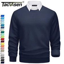 Men's Long Sleeve Crewneck Sweatshirt Winter Casual Warm Fleece Lined Pullover