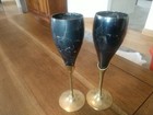 Brass Champagne Wine Goblets Tulip Lily India Lot 2 Silver Metal 8”/20cm Vintage — photo 9