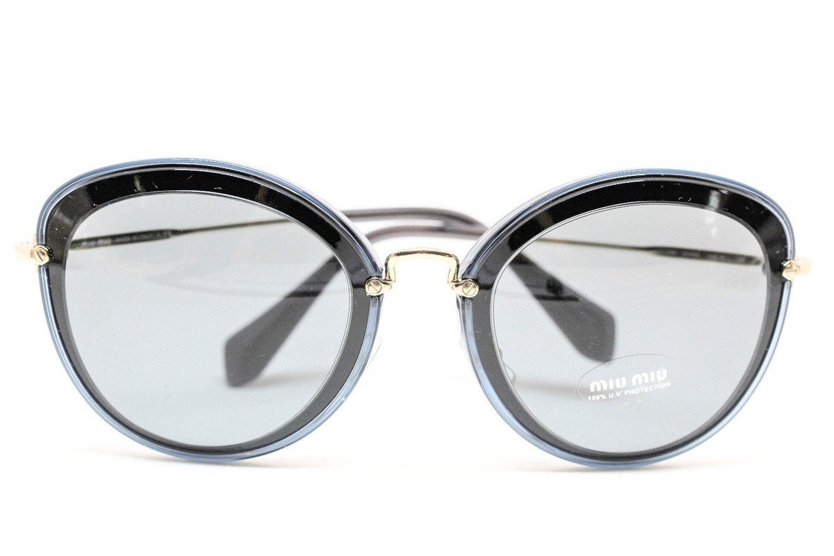 Miu Miu MU50R 1AB-9K1 Black & Transparent Teal Sunglasses  display picture 3