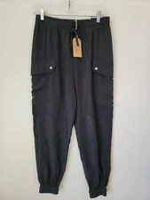 Doe & Rae Grey Cargo Jogger Pants High Waist Womens Small 4/6  New $68