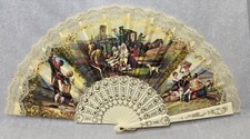BEAUTIFUL VINTAGE EL CACHARRERO GOYA LA VENDIMIA SILK FOLDING HAND FAN LACE   
