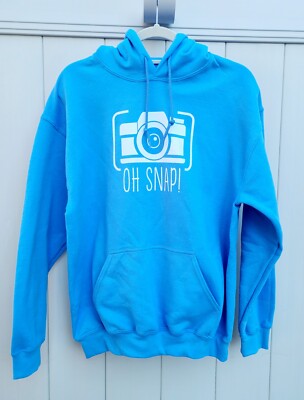 OH SNAP! Photography Camera New Medium Blue Hoodie Sweatshirt 