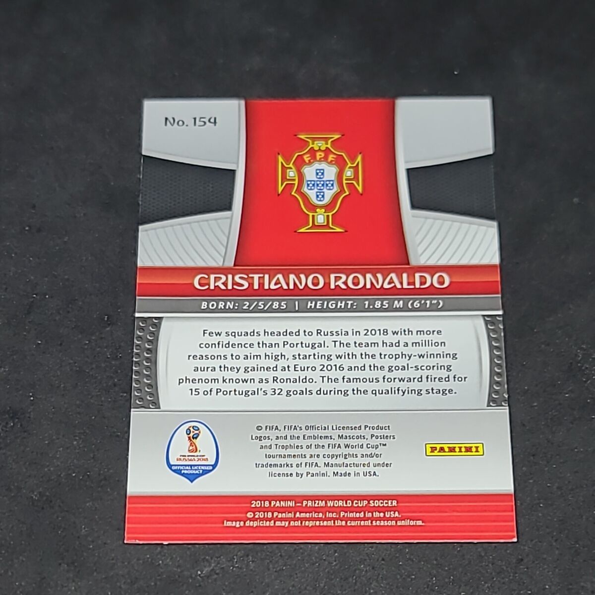 PANINI PRIZM WORLD CUP ロナウド 2018 Panini Prizm World Cup Base Card : Cristiano Ronaldo