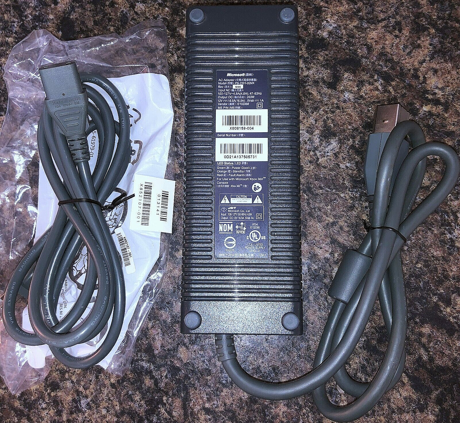 Original Microsoft OEM Xbox 360 Power Supply AC Adapter Model PB