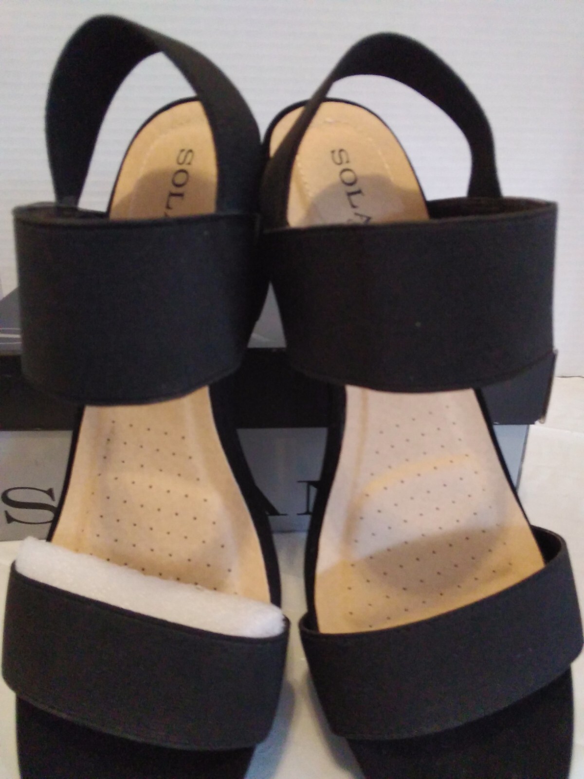 Solanz Justice Ladies Black Elastic Sandals Size 8.5M eBay