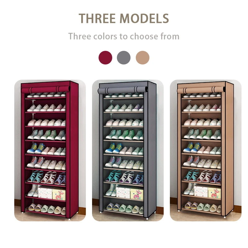 27 PAIRS 10 TIER DUSTPROOF SHOES CABINET STORAGE ORGANISER SHOE RACK STAND HOLDS - Image 3 of 4