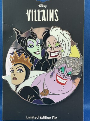 Disney VIVA LA DIVAS LE300 Villains Pin MALEFICENT URSULA EVIL QUEEN CRUELLA