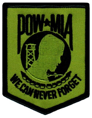 POW-MIA PATCH VIETNAM WAR embroidered iron-on GREEN MILITARY VETERAN ...