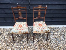 A Beautiful Pair  Edwardian rosewood Bedroom/Hall Chairs with very fine inlays 