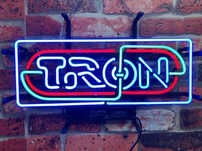 Tron Arcade Video Game Zone 17''x8'' Neon Sign Lamp Light Bar Club Room Real Glass