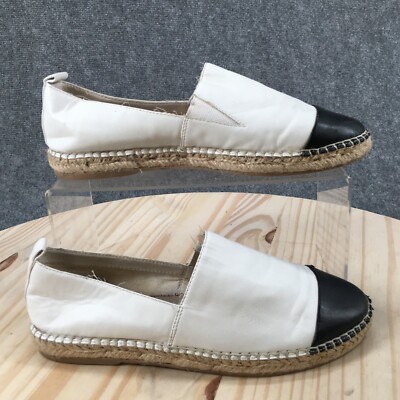 Steve Madden Shoes Womens Cap Toe Espadrille Flats Off White Black Slip  On