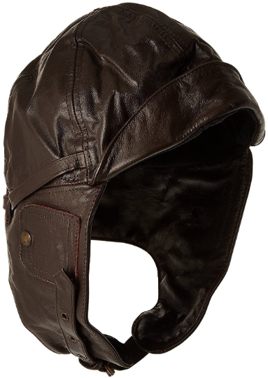 Mil-Tec Leather Flight Hood Brown Aviation Pilot Helmet WW1 Repro