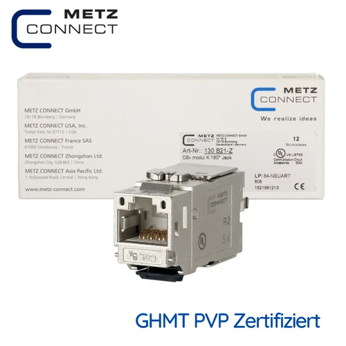 METZ CONNECT 12x CAT6a Module Keystone 180° Female RJ45 10Gbps 130B21-Z