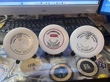Wham-o Frisbee 4" mini Set of 3 IFA calling card Ernest Wilkerson Wally Schneide