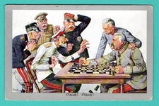 GERMANY PROPAGANDA GENERALS plays chess VINTAGE POSTCARD USED 129