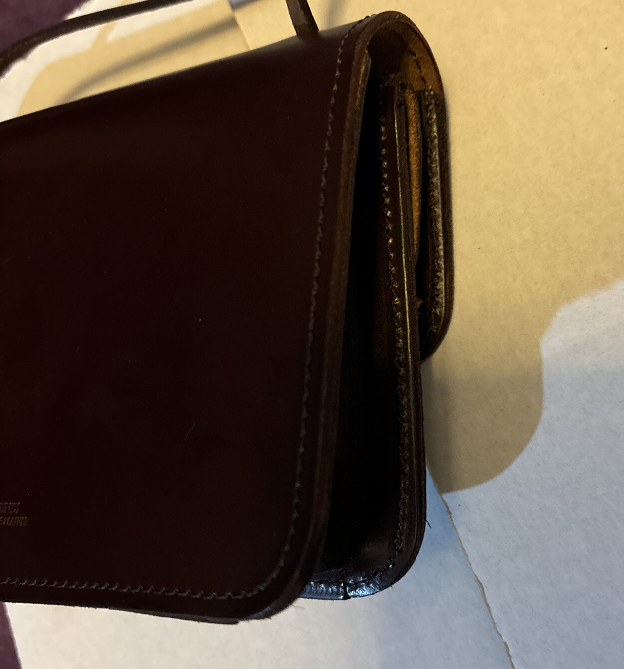 Vintage Brown Mundi Leather Crossbody Purse Leather W/ Mirror Small 6.75x5x1.75&rdquo;