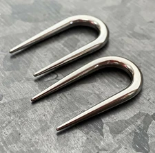 PAIR Surgical Steel U-Shaped Tapers Ear Plug Earring Gauge Guage Body Jewelry
